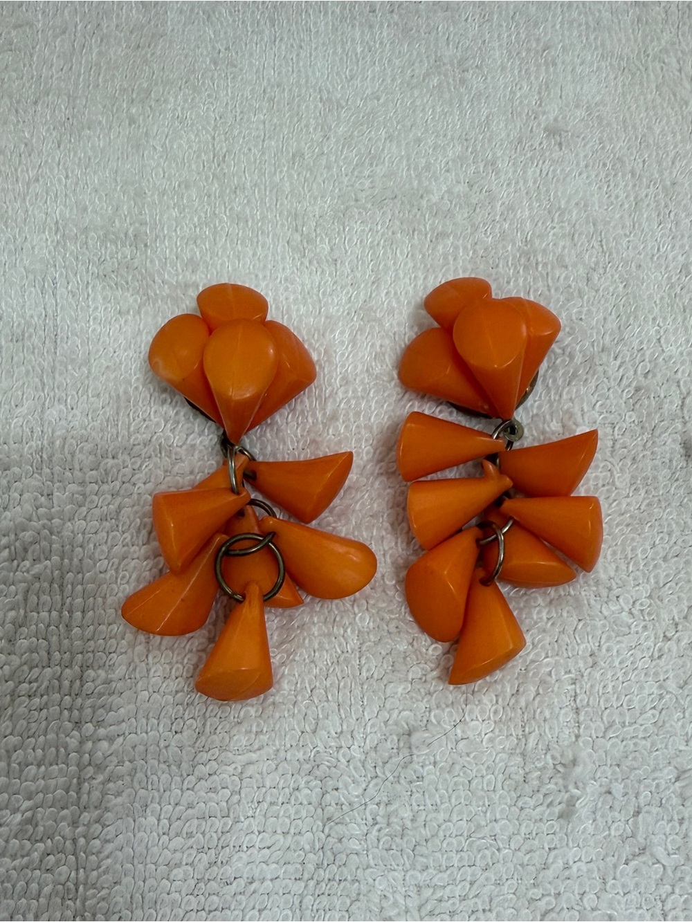 Vibrant Orange Cluster Drop Earrings
